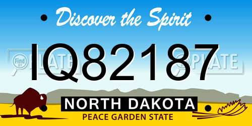 IQ82187 North Dakota License Plate