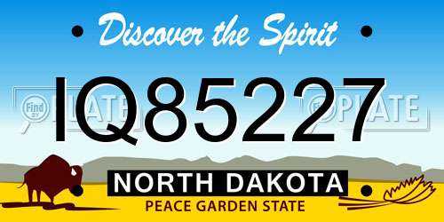 IQ85227 North Dakota License Plate