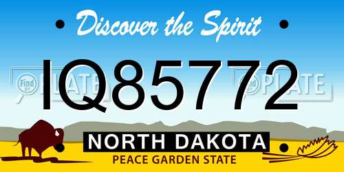 IQ85772 North Dakota License Plate