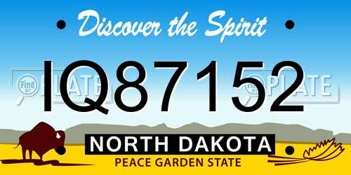 IQ87152 North Dakota License Plate