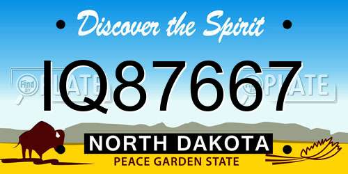 IQ87667 North Dakota License Plate