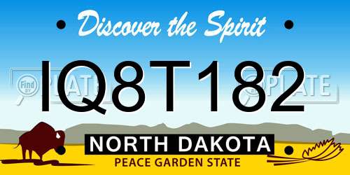 IQ8T182 North Dakota License Plate