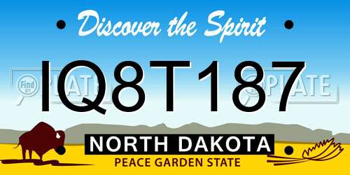 IQ8T187 North Dakota License Plate