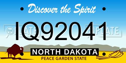 IQ92041 North Dakota License Plate