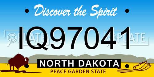IQ97041 North Dakota License Plate