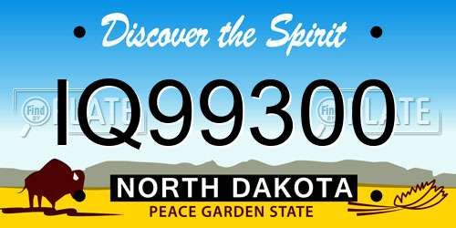 IQ99300 North Dakota License Plate