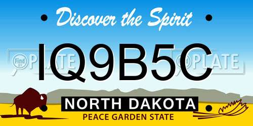 IQ9B5C North Dakota License Plate