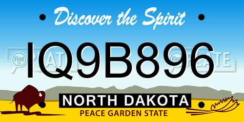 IQ9B896 North Dakota License Plate