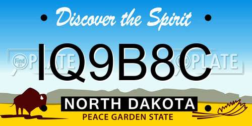 IQ9B8C North Dakota License Plate