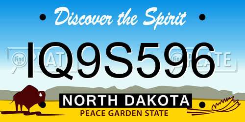 IQ9S596 North Dakota License Plate