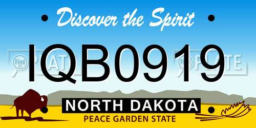 IQB0919 North Dakota License Plate