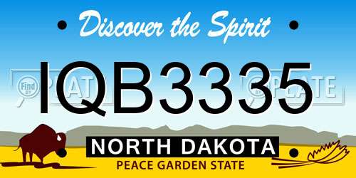 IQB3335 North Dakota License Plate