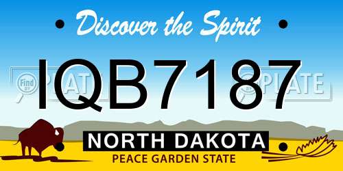 IQB7187 North Dakota License Plate