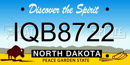 IQB8722 North Dakota License Plate