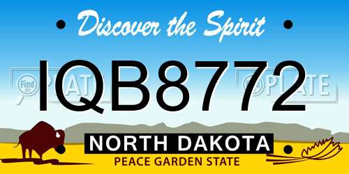 IQB8772 North Dakota License Plate