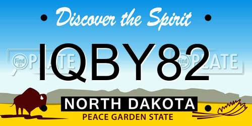 IQBY82 North Dakota License Plate