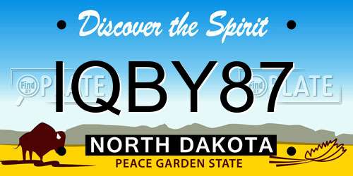 IQBY87 North Dakota License Plate