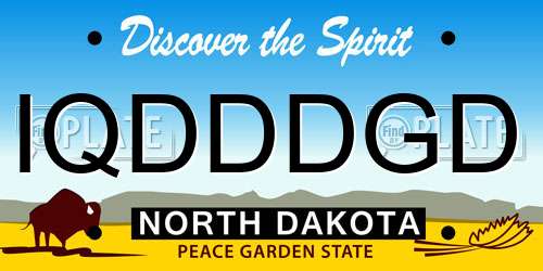 IQDDDGD North Dakota License Plate