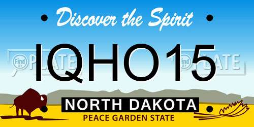 IQHO15 North Dakota License Plate