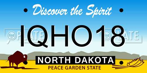 IQHO18 North Dakota License Plate
