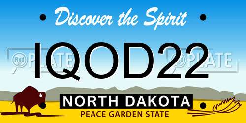 IQOD22 North Dakota License Plate