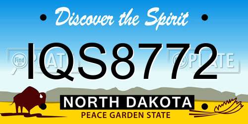 IQS8772 North Dakota License Plate