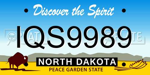 IQS9989 North Dakota License Plate