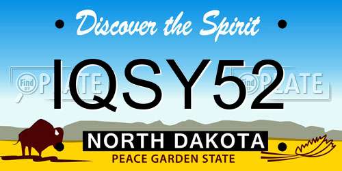 IQSY52 North Dakota License Plate