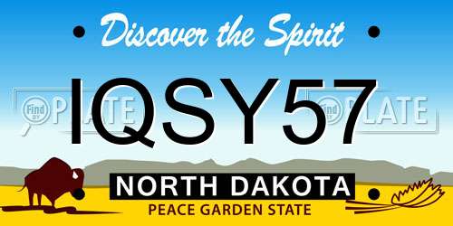 IQSY57 North Dakota License Plate