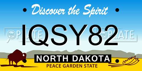 IQSY82 North Dakota License Plate