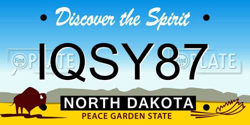 IQSY87 North Dakota License Plate