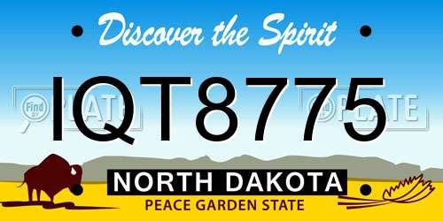 IQT8775 North Dakota License Plate