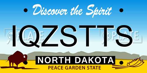 IQZSTTS North Dakota License Plate