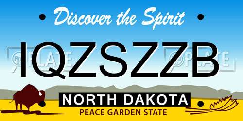 IQZSZZB North Dakota License Plate