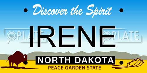IRENE North Dakota License Plate