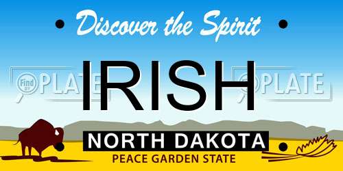 IRISH North Dakota License Plate
