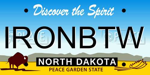 IRONBTW North Dakota License Plate
