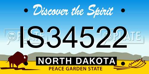 IS34522 North Dakota License Plate
