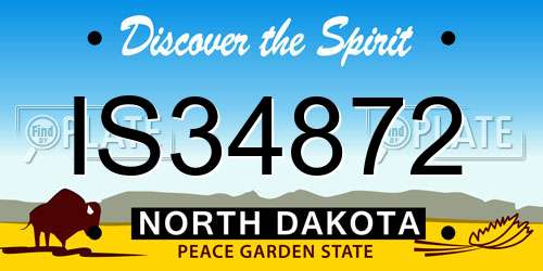 IS34872 North Dakota License Plate