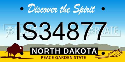 IS34877 North Dakota License Plate