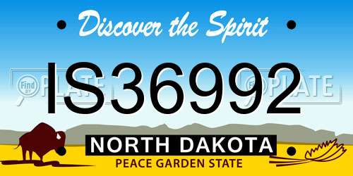 IS36992 North Dakota License Plate