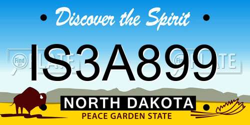 IS3A899 North Dakota License Plate