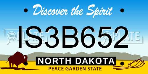 IS3B652 North Dakota License Plate