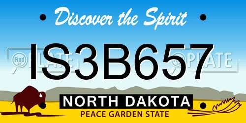 IS3B657 North Dakota License Plate