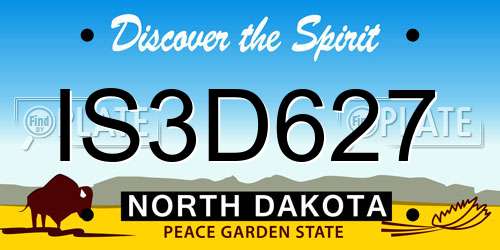 IS3D627 North Dakota License Plate