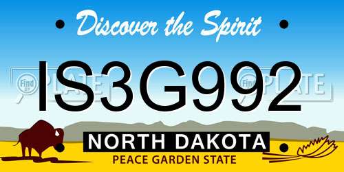 IS3G992 North Dakota License Plate