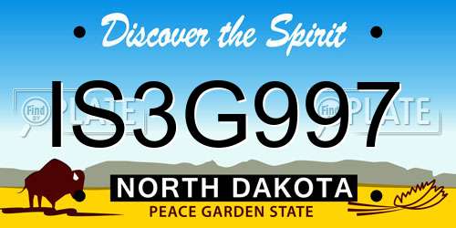 IS3G997 North Dakota License Plate