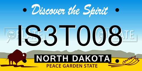 IS3T008 North Dakota License Plate