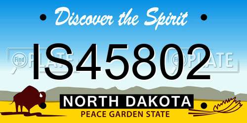 IS45802 North Dakota License Plate
