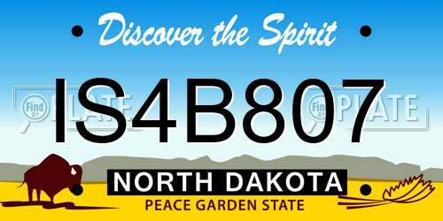 IS4B807 North Dakota License Plate